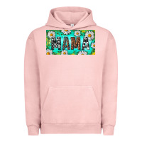 Pigment Salmon Turquoise and Daisy Mama Urban Hoodie - RanaPortraitStore