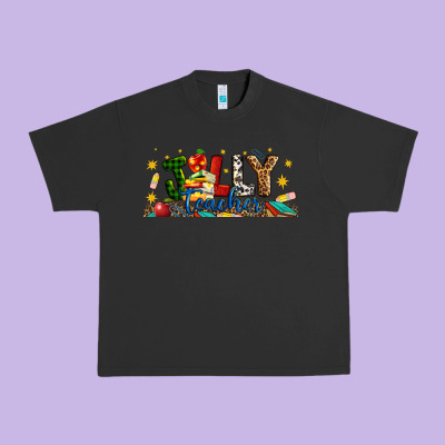 Christmas Jolly Teacher Urban Heavy Tee Designed By Artiststas