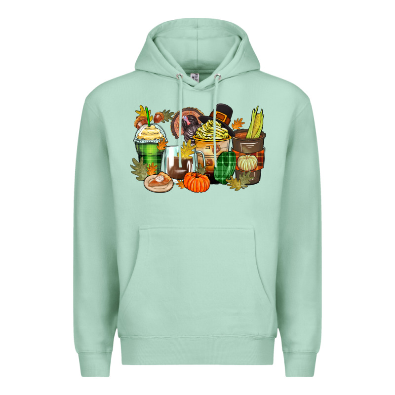Thanksgiving Coffee Cups Premium Hoodie by Zillion Design Studio | Teevron