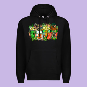 T Rex Coffee Cups Premium Hoodie Designed By Zillion Design Studio