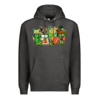 Charcoal Heather t rex coffee cups Premium Hoodie - Zillion Design Studio