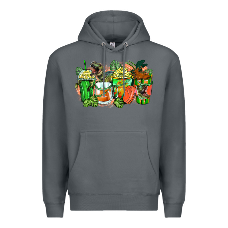 T Rex Coffee Cups Premium Hoodie by Zillion Design Studio | Teevron