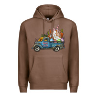 Chestnut Happy Easter Truck with Bunny Eggs And Carrot Premium Hoodie - RanaPortraitStore