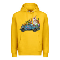 Lemon Happy Easter Truck with Bunny Eggs And Carrot Premium Hoodie - RanaPortraitStore