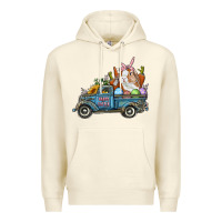 Sandshell Happy Easter Truck with Bunny Eggs And Carrot Premium Hoodie - RanaPortraitStore