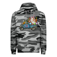 Slate Camo Happy Easter Truck with Bunny Eggs And Carrot Premium Hoodie - RanaPortraitStore
