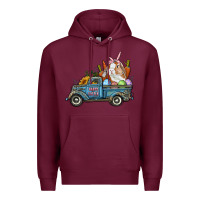 Burgundy Happy Easter Truck with Bunny Eggs And Carrot Premium Hoodie - RanaPortraitStore