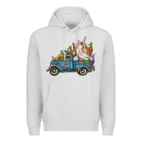 Dove Grey Happy Easter Truck with Bunny Eggs And Carrot Premium Hoodie - RanaPortraitStore