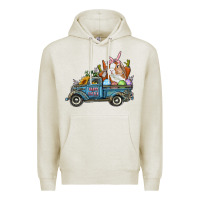 Oatmeal Heather Happy Easter Truck with Bunny Eggs And Carrot Premium Hoodie - RanaPortraitStore