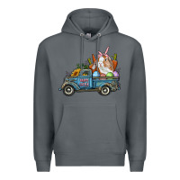 Rock Happy Easter Truck with Bunny Eggs And Carrot Premium Hoodie - RanaPortraitStore