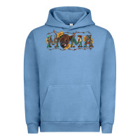 Pigment Pebble Blue Mama with highland cow Urban Hoodie - RanaPortraitStore