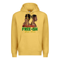 Antique Gold living free ish since 1865 with afro black woman a Premium Hoodie - texasbilliewilder