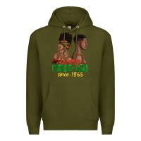 Army Green living free ish since 1865 with afro black woman a Premium Hoodie - texasbilliewilder
