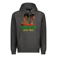 Charcoal Heather living free ish since 1865 with afro black woman a Premium Hoodie - texasbilliewilder