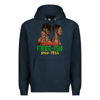 Navy living free ish since 1865 with afro black woman a Premium Hoodie - texasbilliewilder