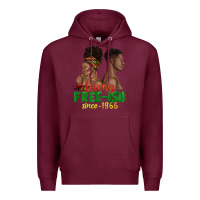 Burgundy living free ish since 1865 with afro black woman a Premium Hoodie - texasbilliewilder