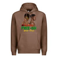 Chestnut living free ish since 1865 with afro black woman a Premium Hoodie - texasbilliewilder