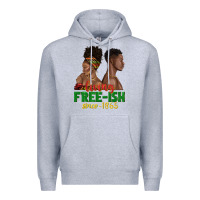 Heather Grey living free ish since 1865 with afro black woman a Premium Hoodie - texasbilliewilder