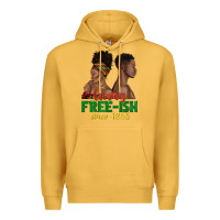 Mustard living free ish since 1865 with afro black woman a Premium Hoodie - texasbilliewilder