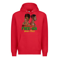 Red living free ish since 1865 with afro black woman a Premium Hoodie - texasbilliewilder