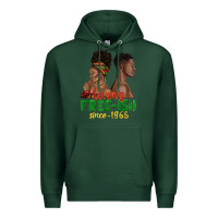Sports Green living free ish since 1865 with afro black woman a Premium Hoodie - texasbilliewilder