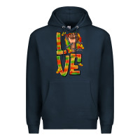 Navy love juneteenth with fist Premium Hoodie - texasbilliewilder