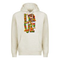 Oatmeal Heather love juneteenth with fist Premium Hoodie - texasbilliewilder