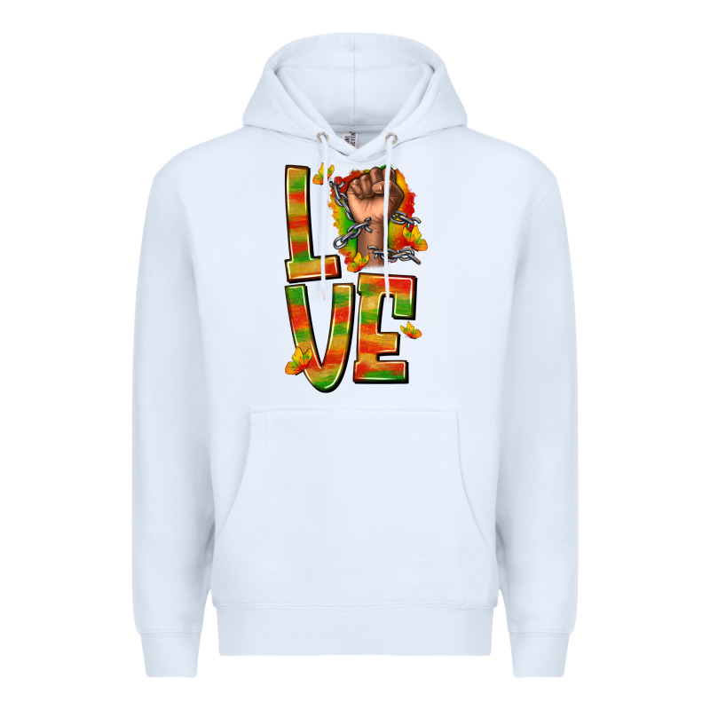 Love Juneteenth With Fist Premium Hoodie by texasbilliewilder | Teevron