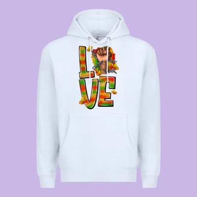 Love Juneteenth With Fist Premium Hoodie Designed By Texasbilliewilder