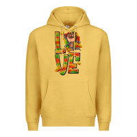 Antique Gold love juneteenth with fist Premium Hoodie - texasbilliewilder