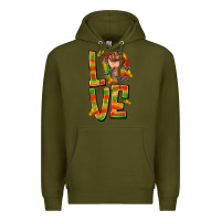 Army Green love juneteenth with fist Premium Hoodie - texasbilliewilder