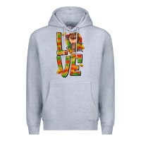 Heather Grey love juneteenth with fist Premium Hoodie - texasbilliewilder