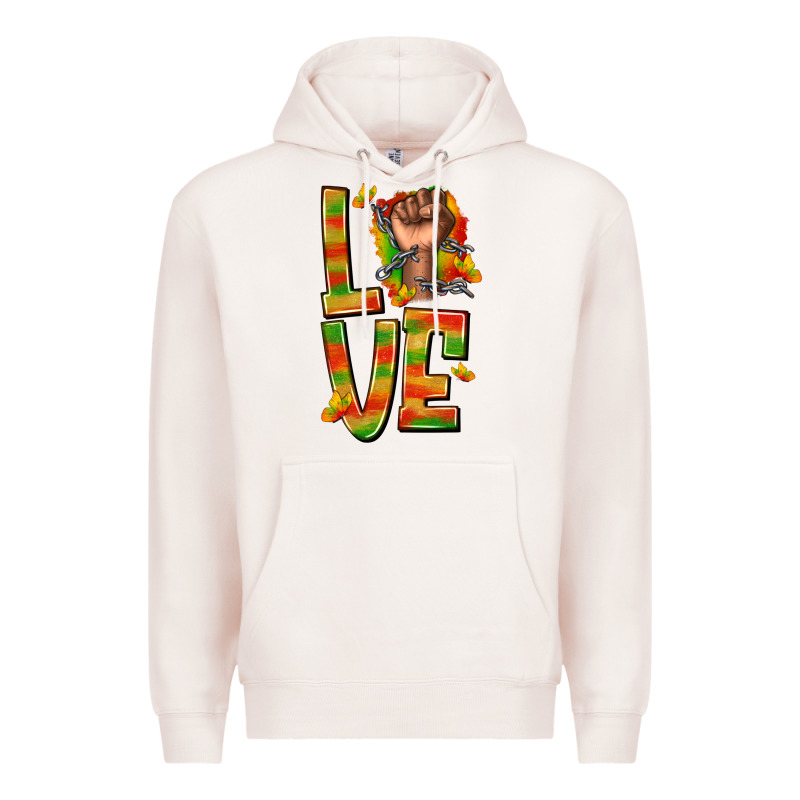 Love Juneteenth With Fist Premium Hoodie by texasbilliewilder | Teevron