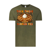 Vintage Olive Thick Thighs Pumpkin Pies Vintage Tee - Artiststas