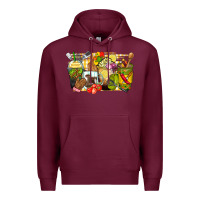 Burgundy lunch lady coffee cups Premium Hoodie - Zillion Design Studio
