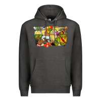Charcoal Heather lunch lady coffee cups Premium Hoodie - Zillion Design Studio