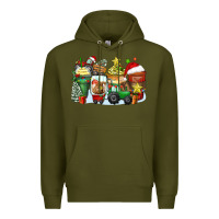 Army Green Christmas tractor coffee cups Premium Hoodie - Zillion Design Studio