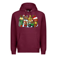 Burgundy Christmas tractor coffee cups Premium Hoodie - Zillion Design Studio
