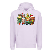 Lilac Christmas tractor coffee cups Premium Hoodie - Zillion Design Studio