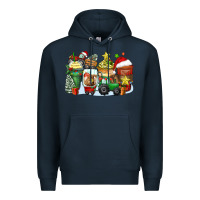 Navy Christmas tractor coffee cups Premium Hoodie - Zillion Design Studio