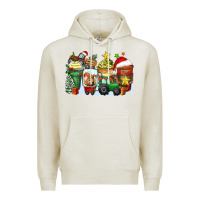 Oatmeal Heather Christmas tractor coffee cups Premium Hoodie - Zillion Design Studio