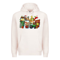 Pale Pink Christmas tractor coffee cups Premium Hoodie - Zillion Design Studio
