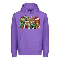 Purple Christmas tractor coffee cups Premium Hoodie - Zillion Design Studio
