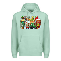 Seafoam Christmas tractor coffee cups Premium Hoodie - Zillion Design Studio