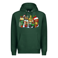 Sports Green Christmas tractor coffee cups Premium Hoodie - Zillion Design Studio