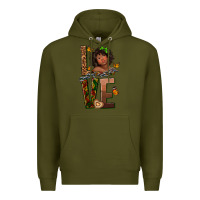 Army Green love melanin Premium Hoodie - texasbilliewilder