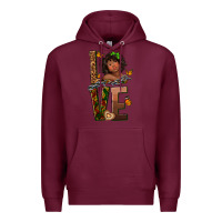 Burgundy love melanin Premium Hoodie - texasbilliewilder