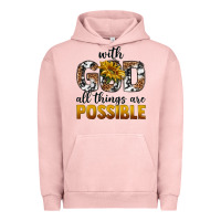 Pigment Salmon with god al things ara possible Urban Hoodie - texasbilliewilder