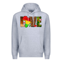 Heather Grey love melanin with african map Premium Hoodie - texasbilliewilder