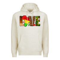 Oatmeal Heather love melanin with african map Premium Hoodie - texasbilliewilder